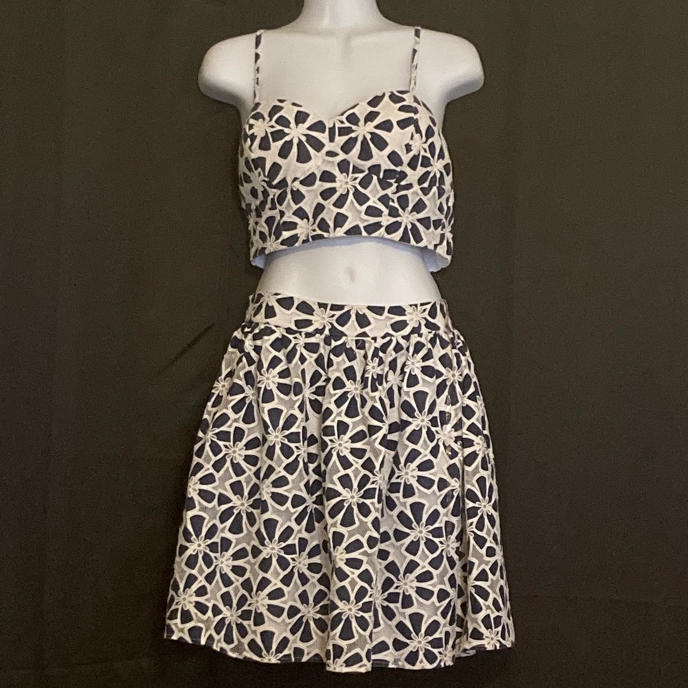 Blue and white flower sun dress